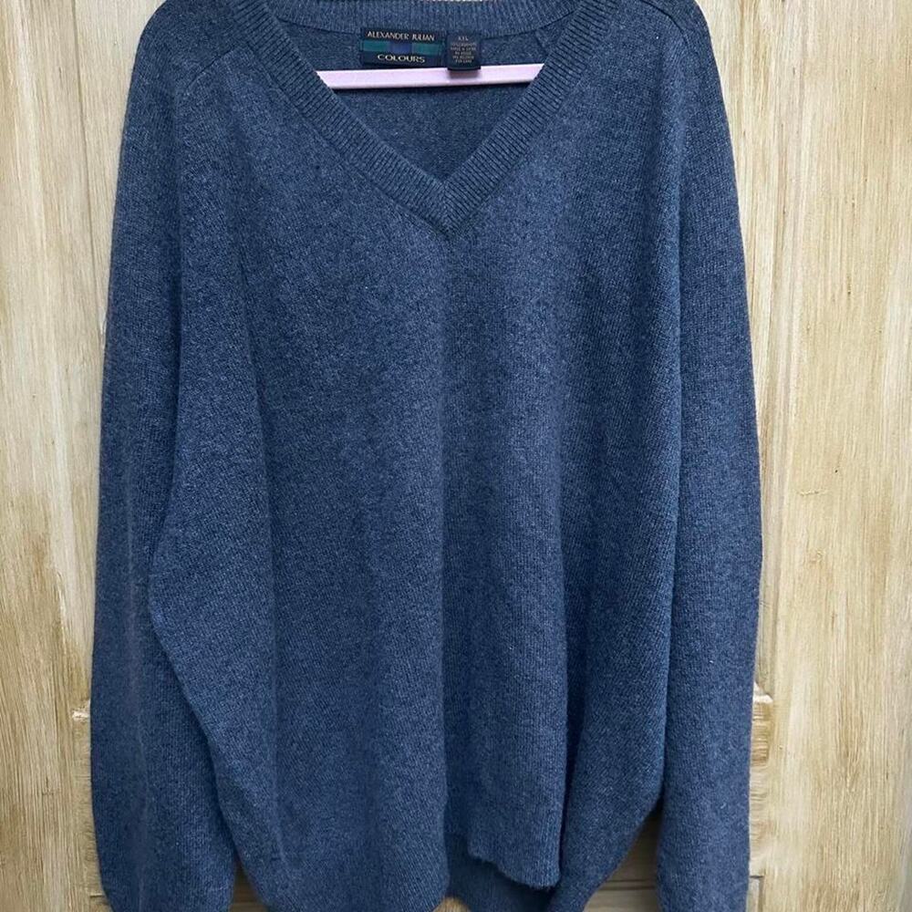 Alexander Julian Color's 100% Cashmere Sweater Mens XXL V Neck quiet luxury